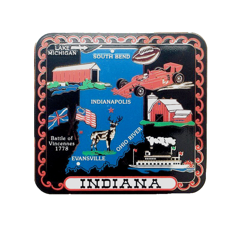 Indiana State Magnet Brass Travel Souvenir
